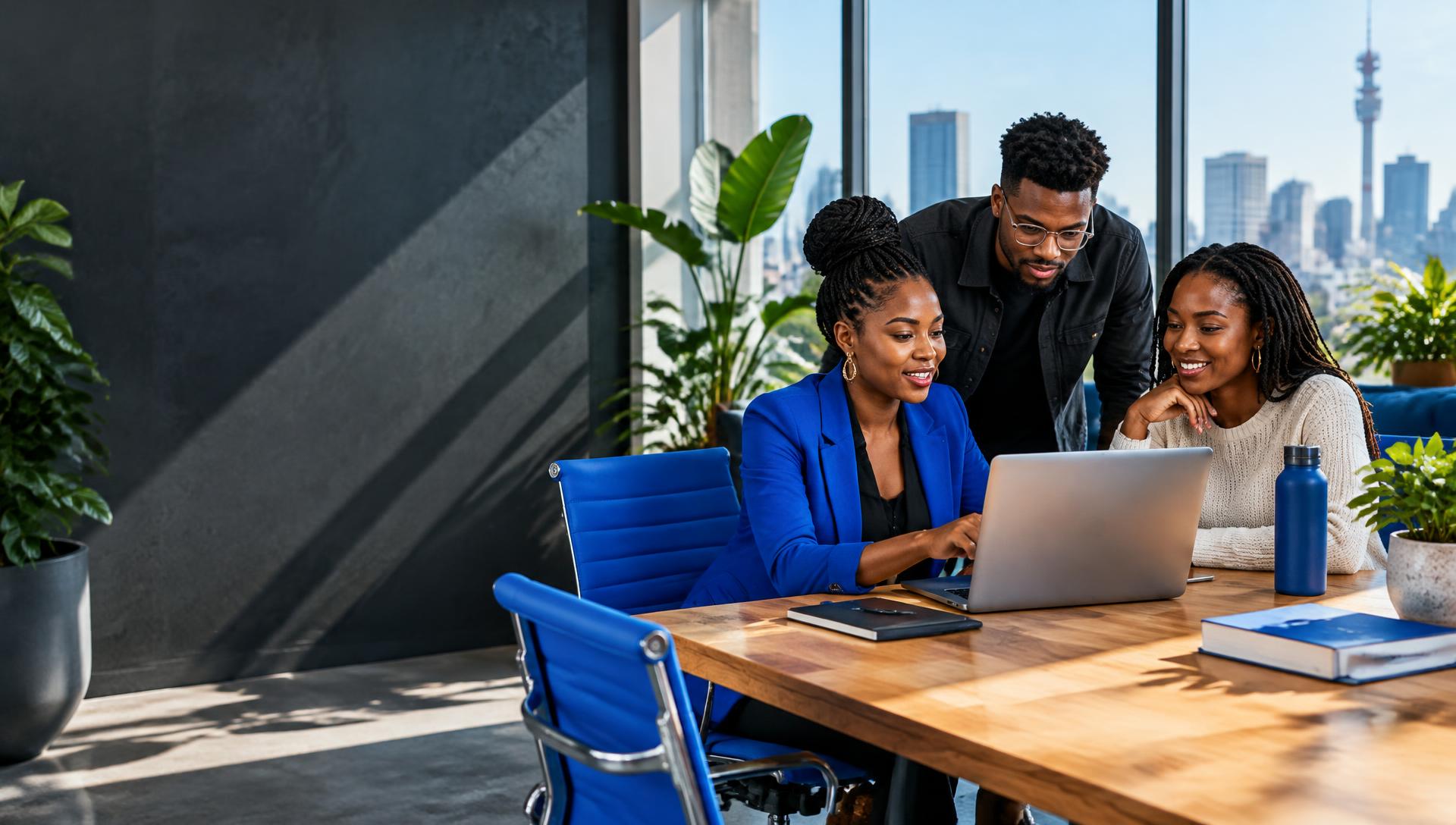 South African entrepreneurs working on a website in a Johannesburg studio