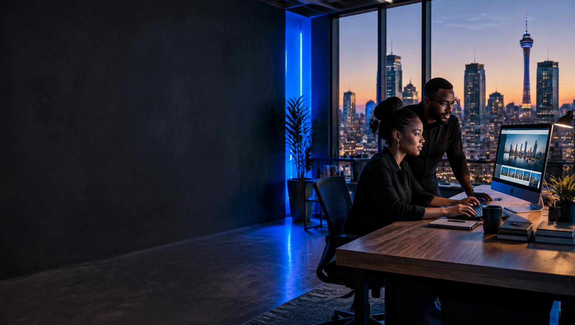South African entrepreneurs working on a website in a Johannesburg studio